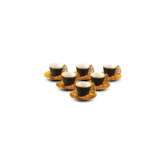 Black Colored Yaprak 6-Person Coffee Set - catalog product image