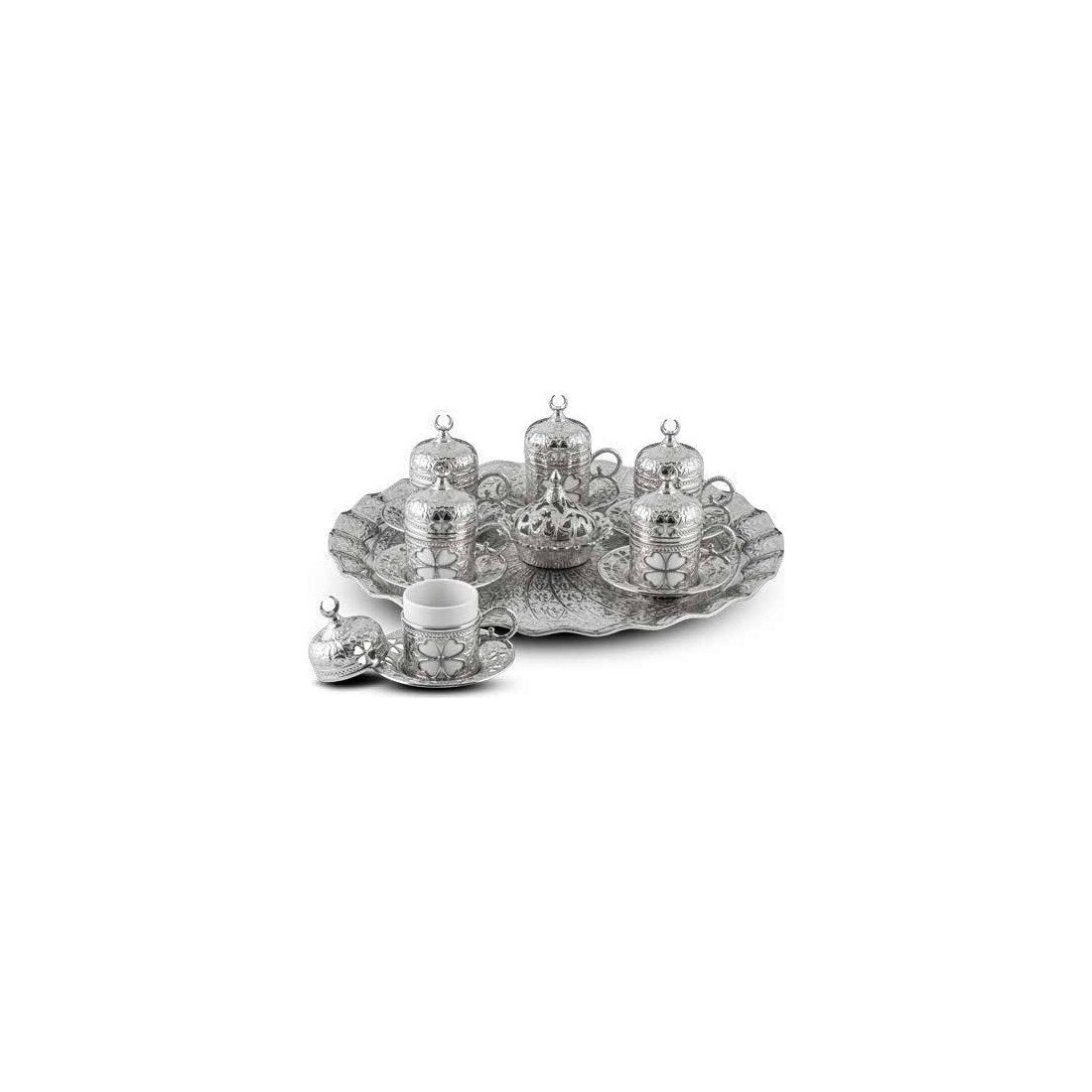 Round Yonca 6-Person Coffee Set With Aluminum Tray - catalog product image